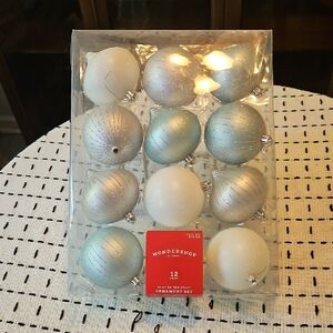 Collection of 12 Wondershop Blue and Silver Ornaments